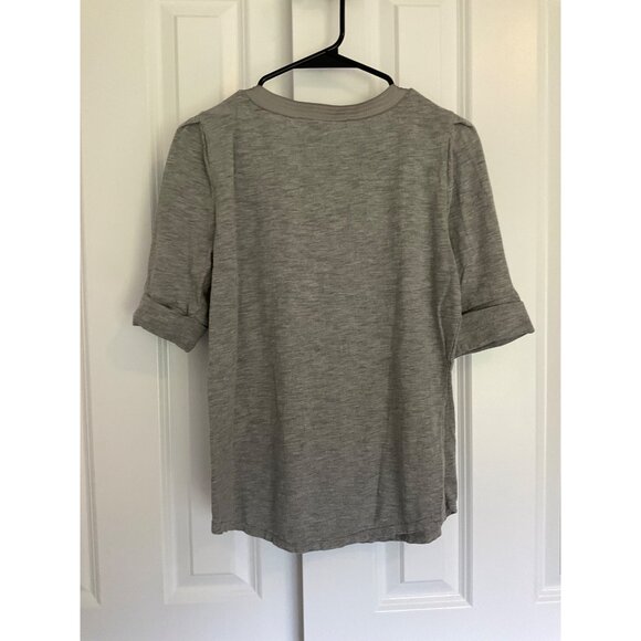 White House Black Market size Small Pleated sleeve tee, grey - Picture 4 of 6